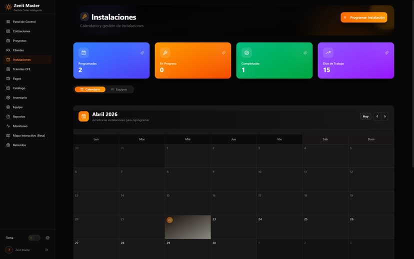 Calendario de Instalaciones